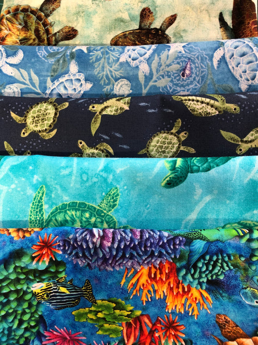 Turtle Themed 5 Fat Quarter Pack