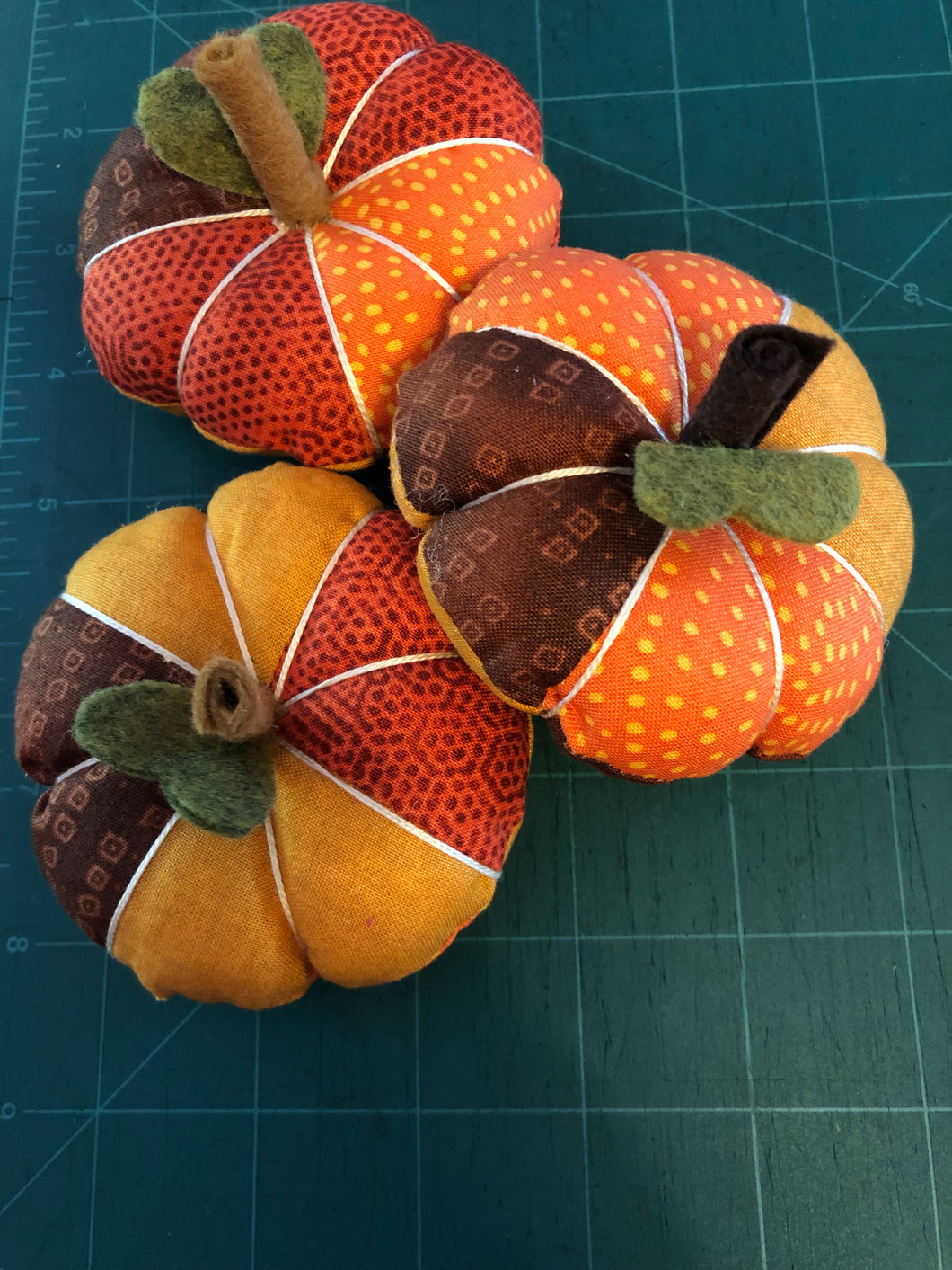 Three Pumpkin Pin Cushions