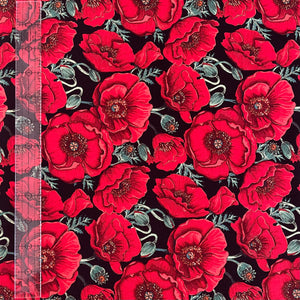 Poppies on Black Fabric