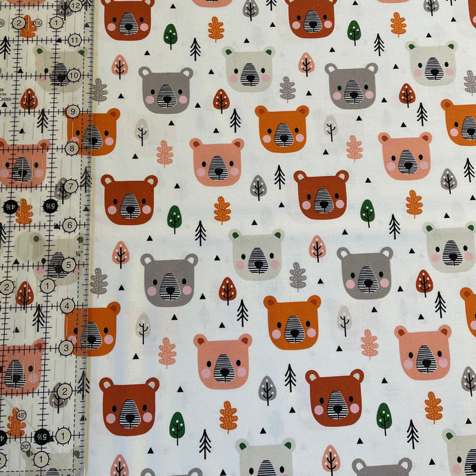 Cartoon Bear Faces Fabric