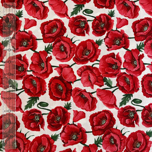 Poppies on cream fabric