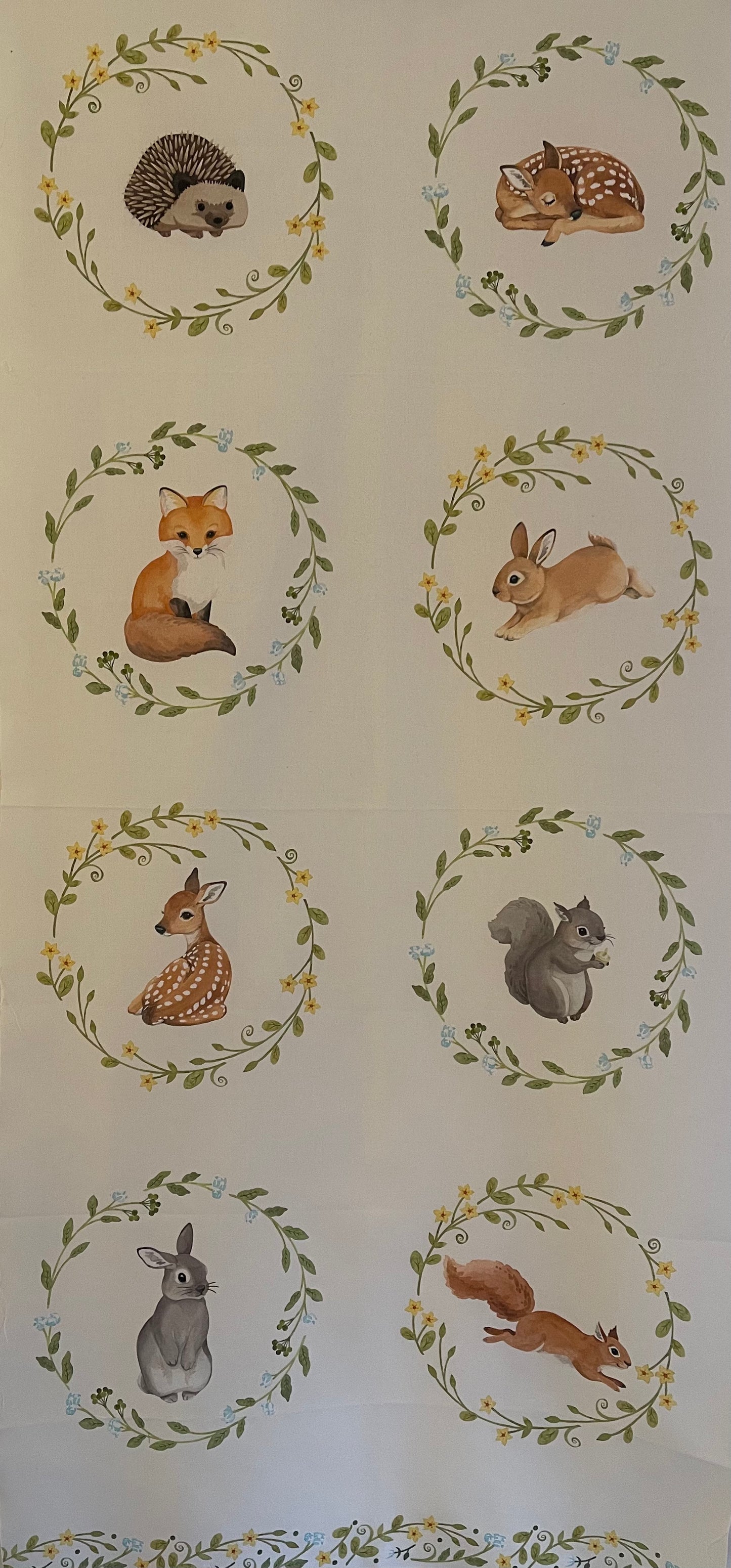 Baby Woodland Animals Fabric Panel