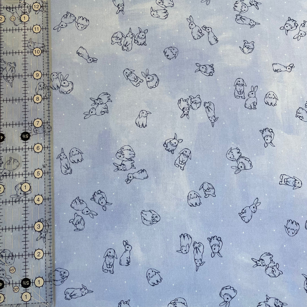 Blue Rabbits Fabric