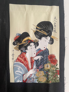 Japanese  Four Geishas Fabric Panel