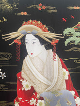 Japanese  Red Geisha Fabric Panel