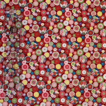 Red Floral Japanese Fabric