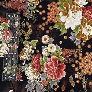 Black Floral Japanese Fabric