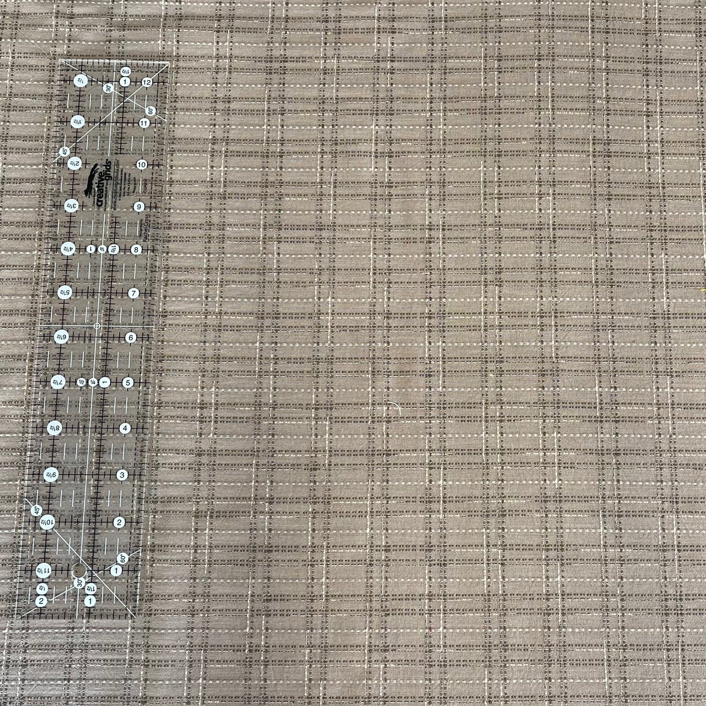 Textured Japanese Woven Fabric - Beige Check