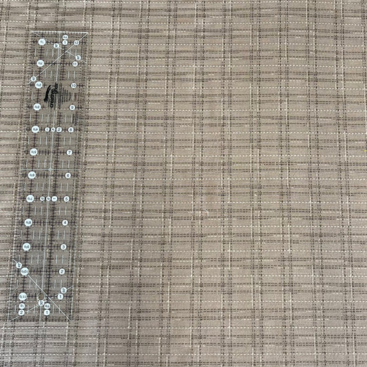 Textured Japanese Woven Fabric - Beige Check