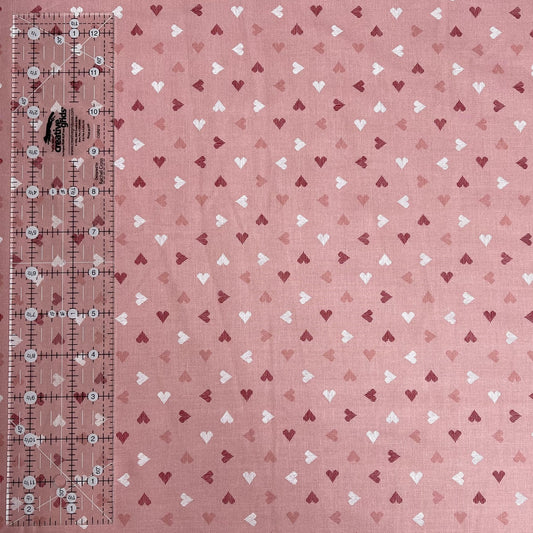 Dusty Pink Hearts Fabric